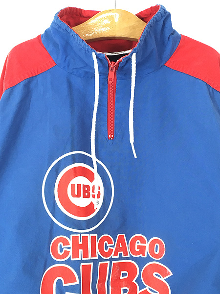 キッズ 古着 90s USA製 MLB Chicago Cubs プリント ハーフジップ プル