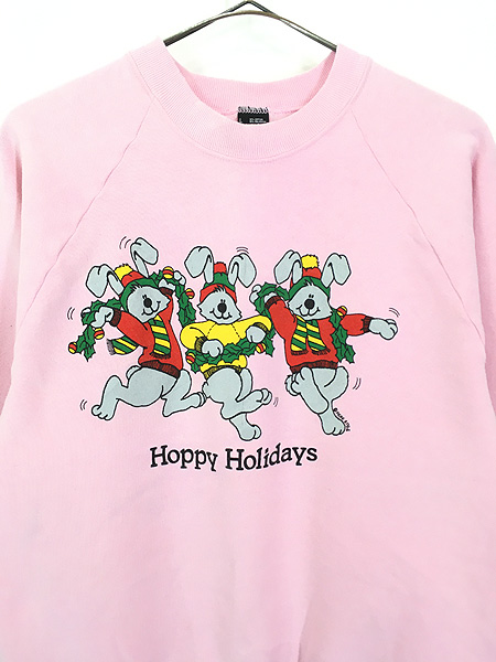 レディース 古着 80s USA製 うさぎ クリスマス 「Hoppy Holidays ...