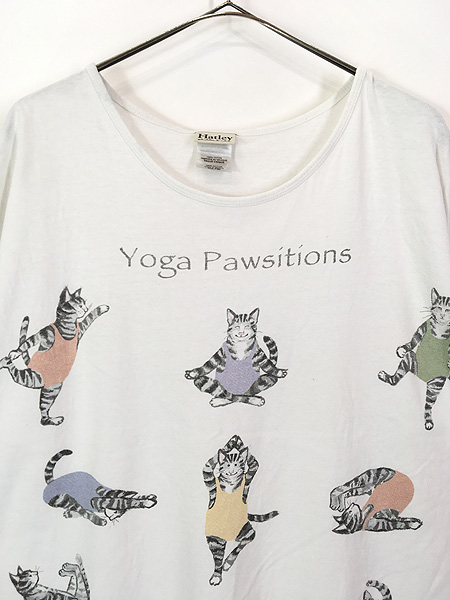 レディース 古着 00s 「Yoga Pawsitions」 ヨガ 猫 ネコ アニマル