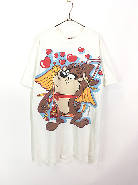 レディース 古着 90s LOONEY TUNES タズ キューピット ハート プリント