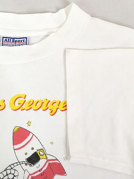 レディース 古着 90s USA製 Curious George おさるのジョージ 宇宙飛行士 キャラクター Tシャツ S 古着 - 古着 通販  ヴィンテージ　古着屋 Dracaena ドラセナ