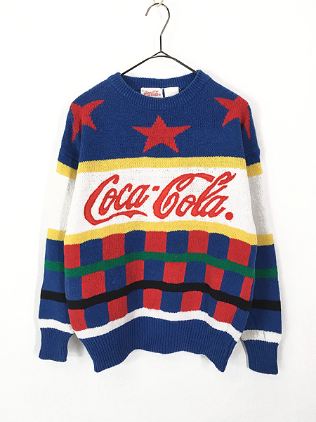 レディース 古着 80s USA製 Coca-Cola コーラ 企業 ロゴ パッチ コットン ニット セーター M 古着