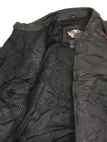 レディース 古着 00s Harley Davidson 2way 本革 レザー×メッシュ 花