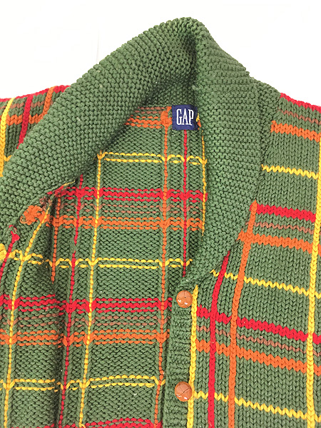 TABOKニットセーター 茶色 緑色チェック 半袖