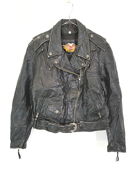 レディース 古着 90s Harley Davidson 本革 レザー ダブル ライダース ジャケット L 古着 - 古着 通販 ヴィンテージ　古着屋  Dracaena ドラセナ