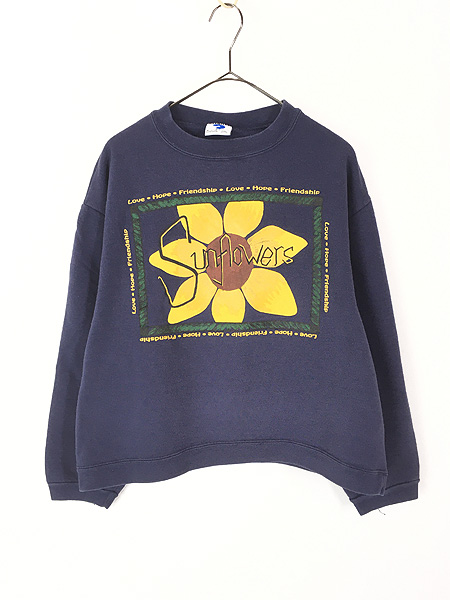 レディース 古着 90s USA製 ひまわり Sunflowers 花 イラスト ペイント