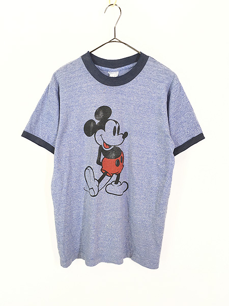 レディース 古着 80s Disney Mickey ミッキー 霜降り リンガー Tシャツ