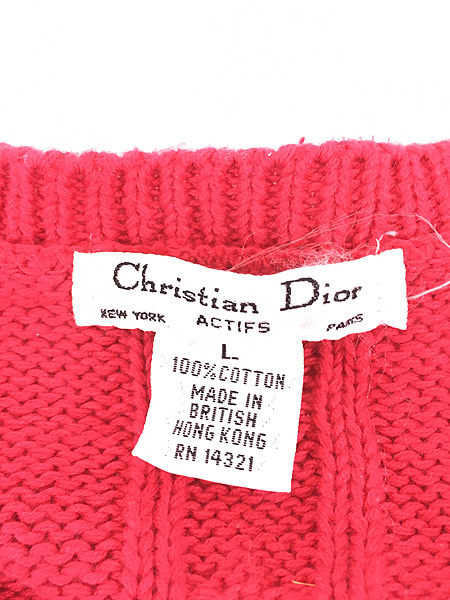 レディース 古着 80s USA製 Christian Dior ライン Vネック チルデン ...