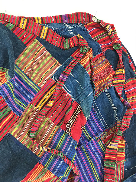 レディース 古着 70s グアテマラ製 豪華 手織り パッチワーク ラップ 