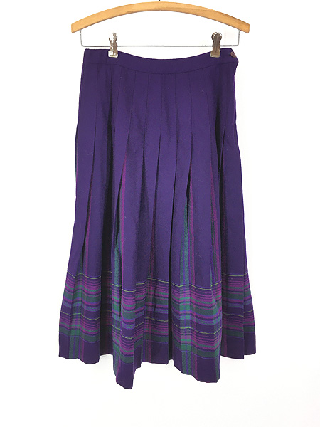 ビンテージ 70s USA 青紫 大きな チェック スカート 希少 美品