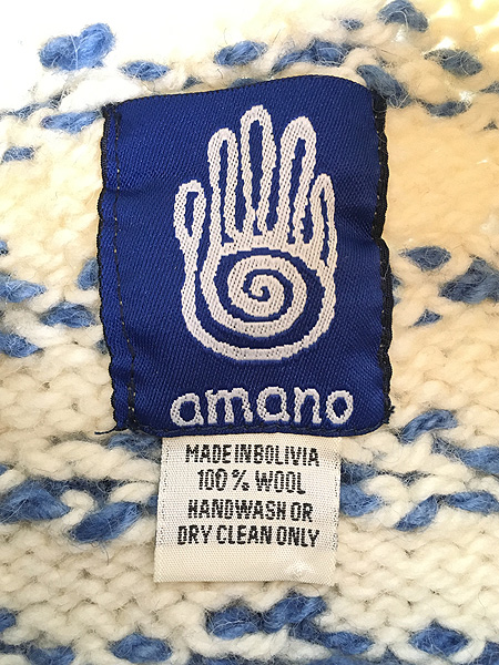レディース 古着 90s ボリビア製 AMANO 花 フラワー 総柄 陶器ボタン