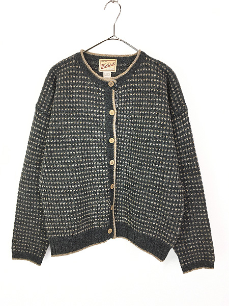 レディース 古着 90s WoolRich バーズアイ 総柄 ウッドボタン