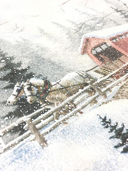 レディース 古着 90s USA製 雪景色 風景 総プリント 重ね着風