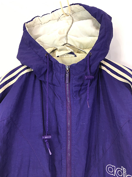 古着 90s adidas BIG ロゴ & トレフォイル パデット フーデッド