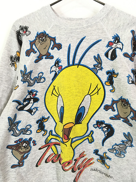 古着 90s USA製 LOONEY TUNES トゥイーティー 両面 キャラクター