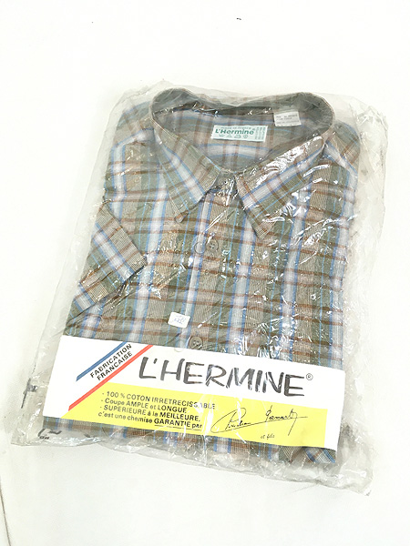 Deadstock」 古着 90s フランス製 L'Hermine 好配色 チェック マチ付き