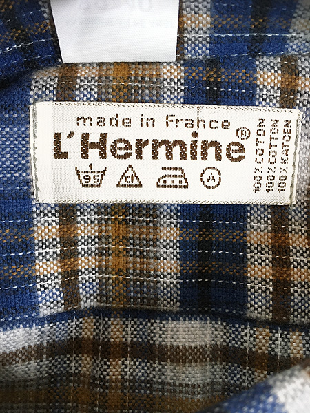 Deadstock」 古着 90s フランス製 L'Hermine チェック ハーフボタン
