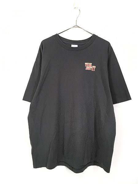 古着 90s USA製 「Think About It」 メッセージ アート Tシャツ XL