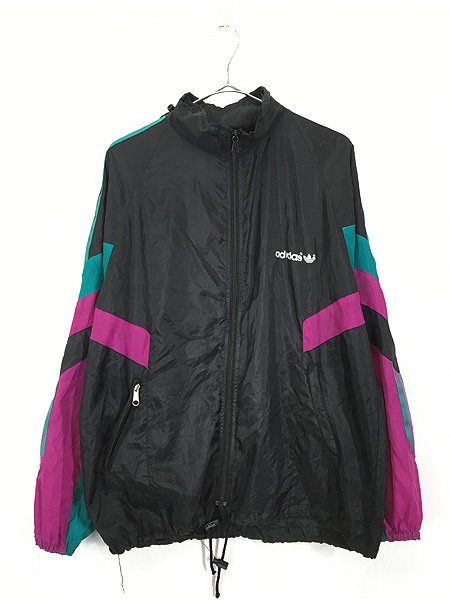 古着 90s adidas 2way ブラック ベース クレイジー ナイロン