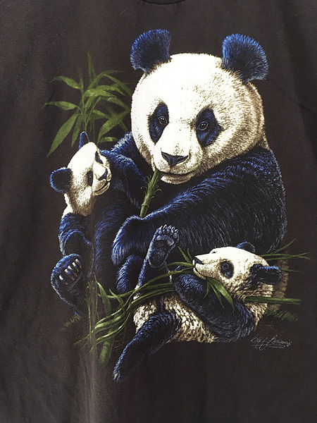 古着 90s USA製 Bear Run Campground パンダ アニマル Tシャツ XL 古着