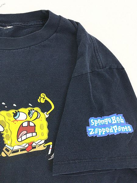 古着 90-00s SPONGE BOB スポンジボブ クラゲ 両面 プリント Tシャツ L