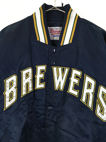 古着 90s MLB Milwaukee Brewers ブルワーズ ナイロン スタジャン