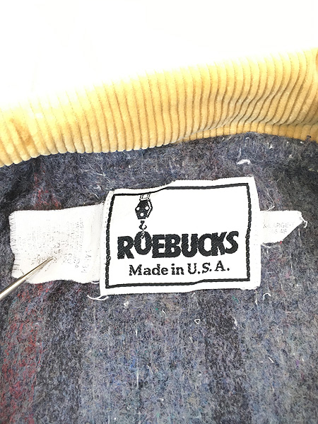 古着 80s USA製 ROEBUCKS 濃紺 デニム ブランケット ワーク 