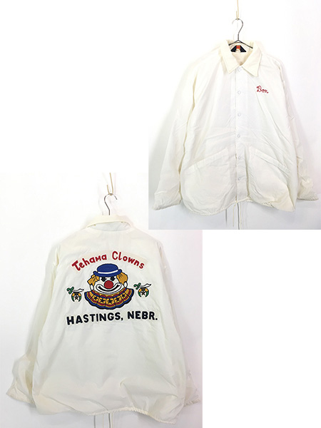 80s USA製 ビッグサイズ 白 単色 無地 コーチジャケット vintage