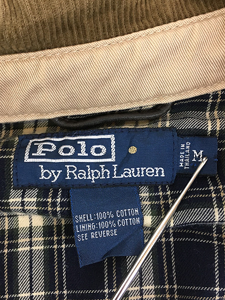 古着 Polo Ralph Lauren 襟 コーデュロイ 裏地 チェック