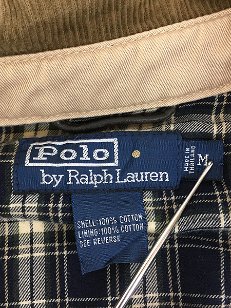 古着 Polo Ralph Lauren 襟 コーデュロイ 裏地 チェック コットン ...