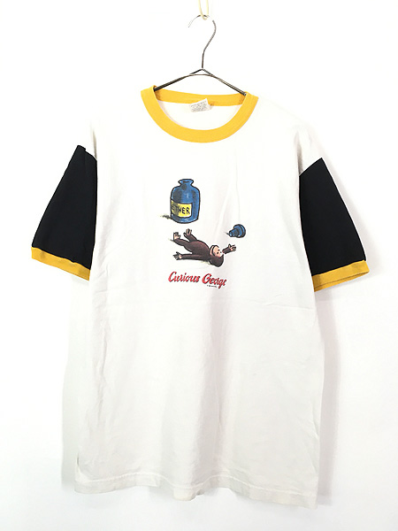 ★希少 90s★おさるのジョージ Curious George リンガーTシャツアニメT