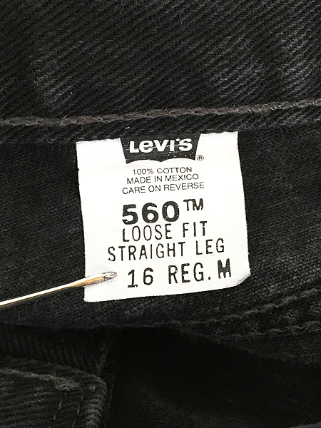 [7] 古着 00s Levi's 560 スーパー ブラック デニム ワイド パンツ ジーンズ 強テーパード W34 L31