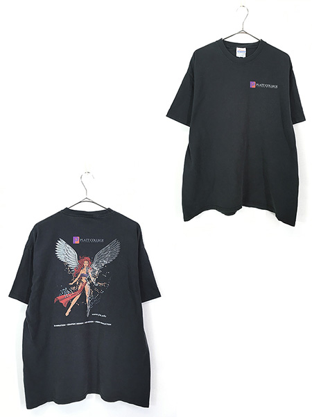 古着 90-00s PLATT COLLEGE 3D アニメ グラフィック デザイン Tシャツ XL
