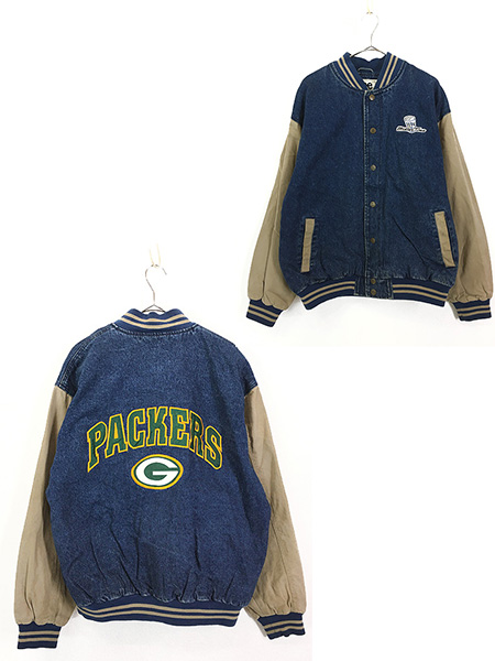 古着 90s NFL Green Bay Packers パッカーズ デニム スタジャン ジャケット L 古着 - 古着 通販 ヴィンテージ　古着屋  Dracaena ドラセナ