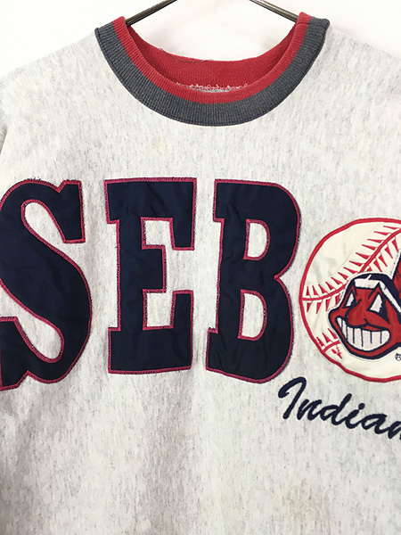 古着 90s MLB Cleveland Indians インディアンズ BIG パッチ スウェット トレーナー L 古着 - 古着 通販  ヴィンテージ　古着屋 Dracaena ドラセナ