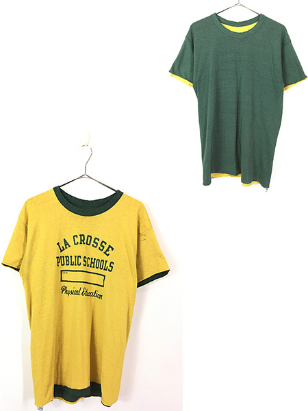 古着 70s USA製 Champion 無地 ソリッド × カレッジ Wフェイス リバーシブル Tシャツ L 古着 - 古着 通販 ヴィンテージ　 古着屋 Dracaena ドラセナ