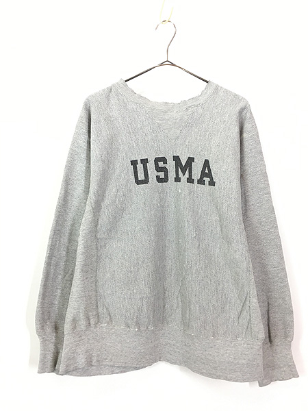 70s 単色タグ】チャンピオン 染み込み USMA 前V スウェット usa製