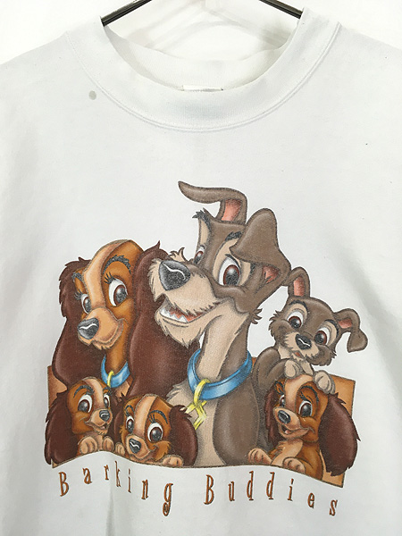 古着 90s Disney Barking Buddies わんわん物語 両面 スウェット