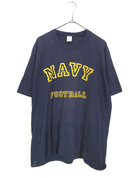 古着 80s USA製 NAVY FOOTBALL アーチ ミリタリー Tシャツ XL - 古着