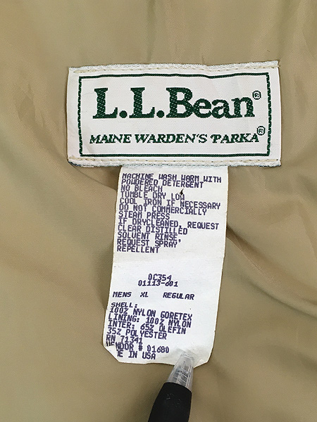 〈カラー〉80s L.L.Bean USA製 ダウンジャケット ワーデン GORE-TEX