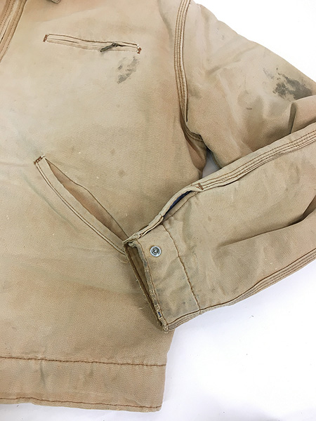 古着 70s Carhartt 裏地 ストライプ ブランケット クリーム ブラウン