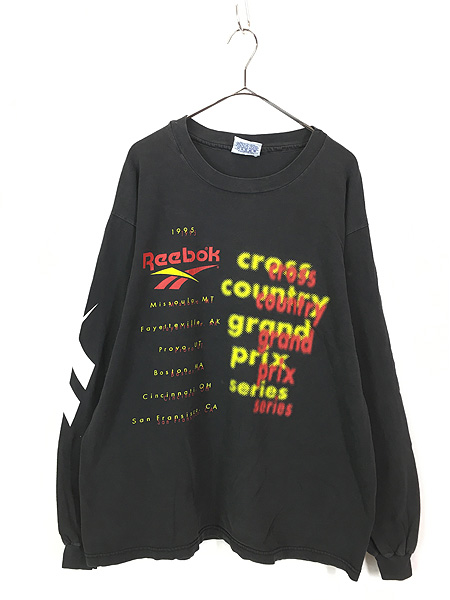 古着 90s USA製 Reebok メッセージ グラフィック 長袖 Tシャツ ロンT