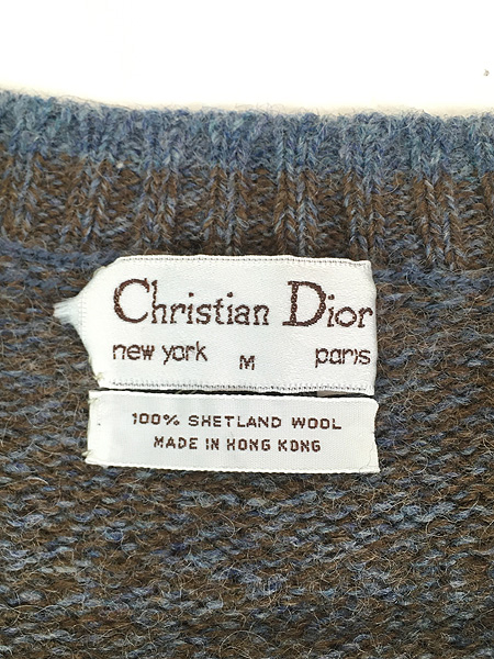 古着 80s Christian Dior ワンポイント ケーブル編 ローゲージ シェットランド ウール ニット セーター M - 古着 通販  ヴィンテージ　古着屋 Dracaena ドラセナ