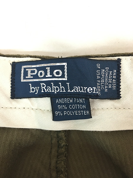 [6] 古着 Polo Ralph Lauren 「Andrew Pant」 太畝 コーデュロイ タック パンツ 茶 W34 L32 古着
