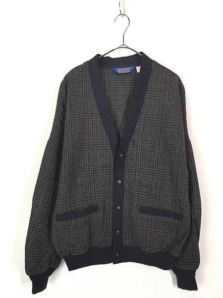 古着 90s USA製 Pendleton グレン チェック ウール ドロップショルダー シャツ カーディガン ジャケット M 美品!! - 古着  通販 ヴィンテージ 古着屋 Dracaena ドラセナ