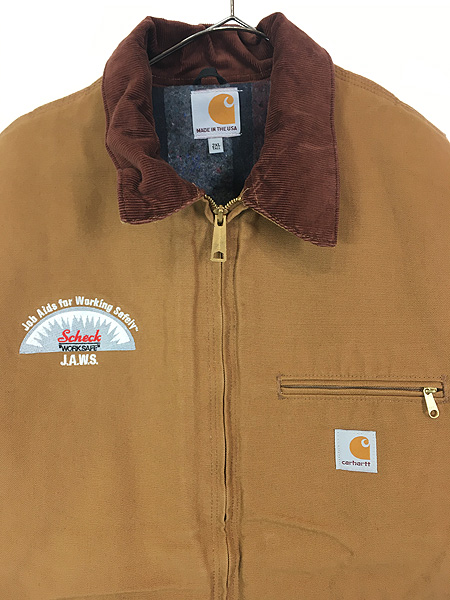 古着 90s USA製 Carhartt 裏地 ストライプ ブランケット ブラウン