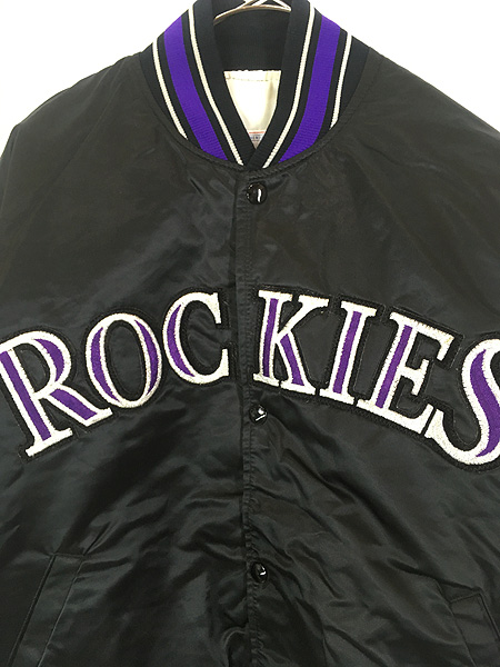 古着 90s USA製 STARTER MLB Colorado Rockies ロッキーズ光沢 サテン 