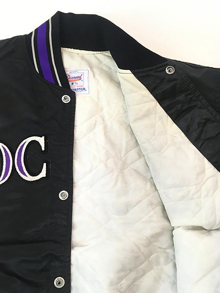 古着 90s USA製 STARTER MLB Colorado Rockies ロッキーズ光沢 サテン 