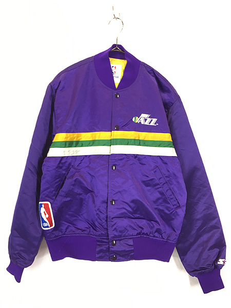 古着 90s USA製 STARTER NBA UtahJazz ジャズ 光沢 サテン スタジャン
