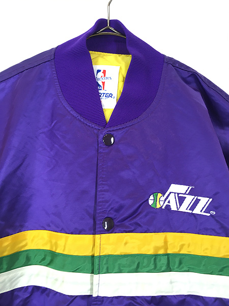 古着 90s USA製 STARTER NBA UtahJazz ジャズ 光沢 サテン スタジャン